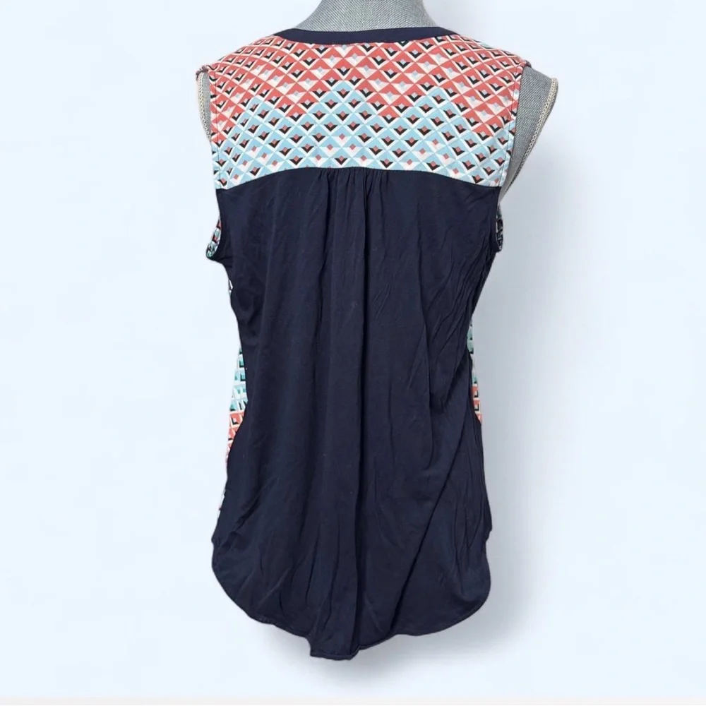 DR2 Boho Geometric Tank Top Sleeveless Navy‎ Coral Teal Size M Festival Summer - Picture 6 of 9